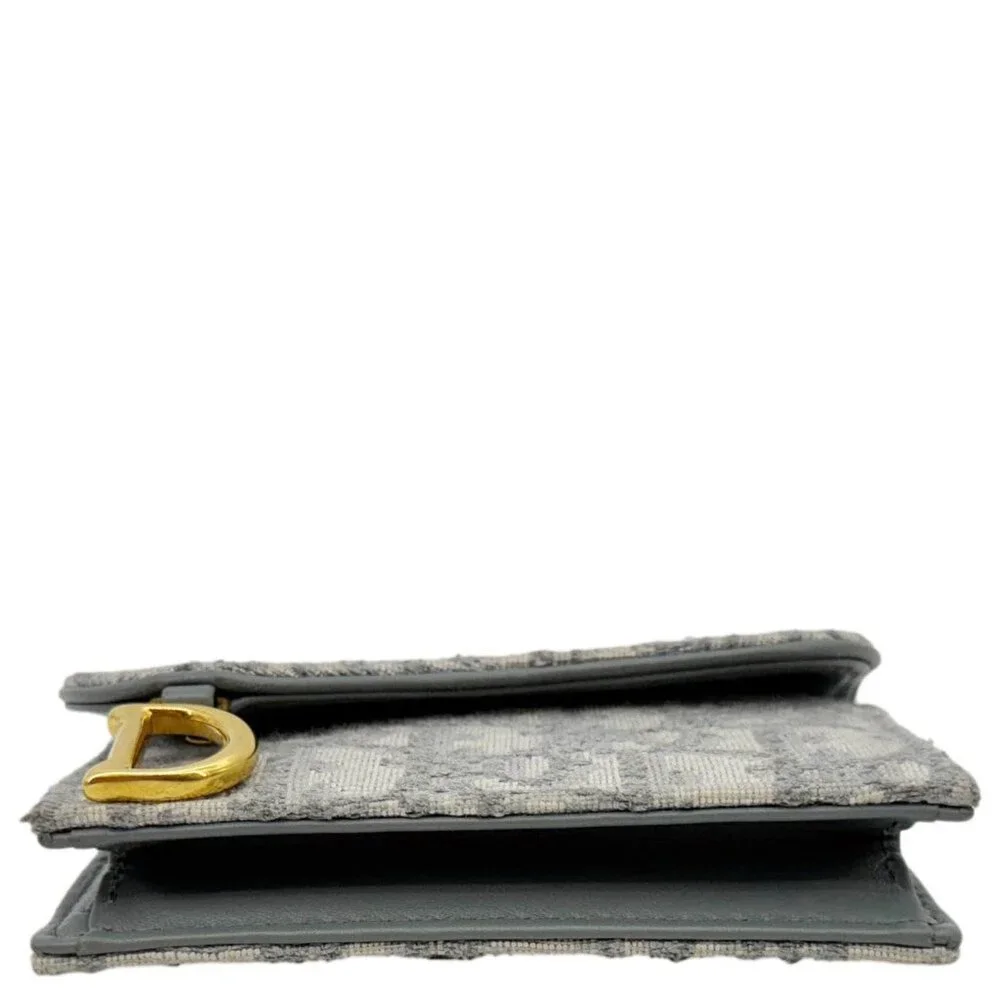 Christian Dior Saddle Oblique Canvas Card Holder Gray